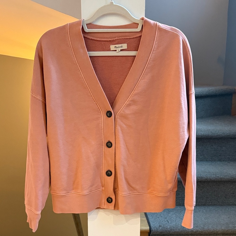 Madewell Women's Pink/Peach Cardigan Sweater